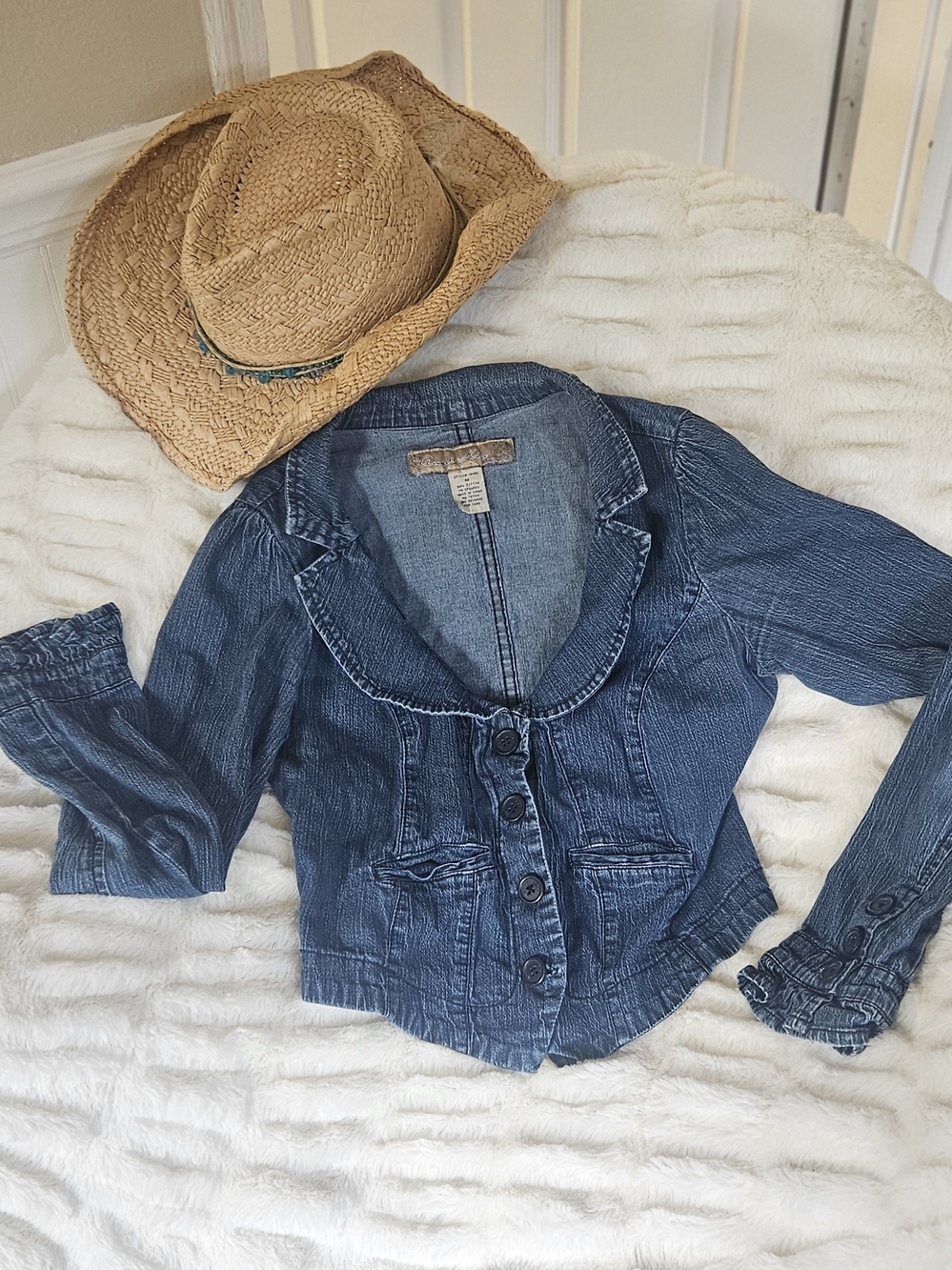 Indigo Blue Fitted Denim Jacket - Picture 2 of 8